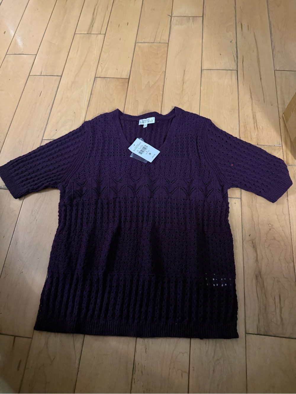 Croton Purple Short-Sleeve Knit Sweater Northern Reflections size small women’s